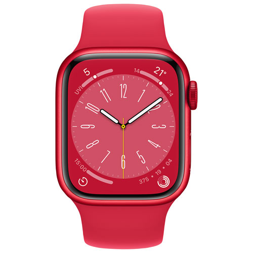Apple Watch Series 8 41 mm (GPS + Cell) en aluminium PRODUCT)RED avec bracelet sport (PRODUCT)RED de Bell - P/M - Financement mensuel