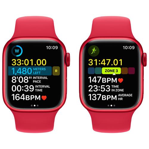 Apple Watch Series 8 41 mm (GPS + Cell) en aluminium PRODUCT)RED avec bracelet sport (PRODUCT)RED de Bell - P/M - Financement mensuel