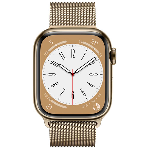 Rogers Apple Watch Series 8 41mm Gold Stainless Steel Case with Gold Milanese Loop - S/M - Monthly Financing