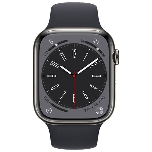 Rogers Apple Watch Series 8 45mm Graphite Stainless Steel Case with Midnight Sport Band - M/L - Monthly Financing