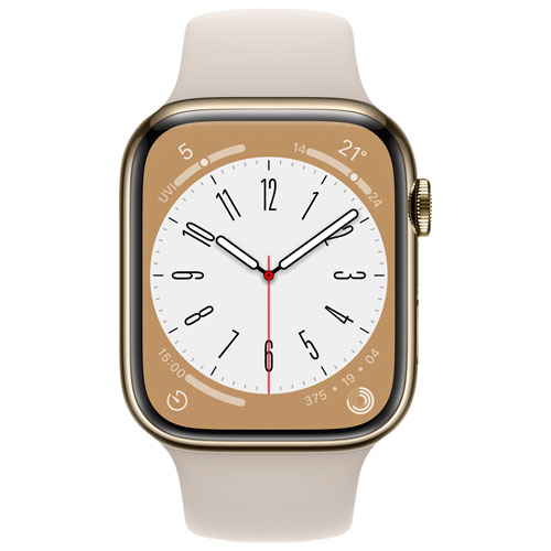 Rogers Apple Watch Series 8 45mm Gold Stainless Steel Case with Starlight Sport Band - M/L - Monthly Financing