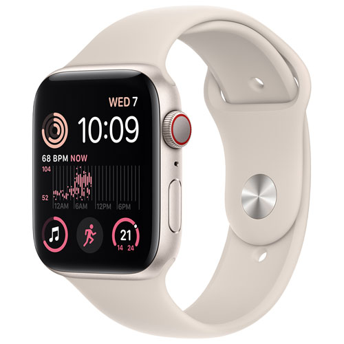 Virgin Plus Apple Watch SE GPS Cellular 44mm Starlight Aluminum Case w Starlight Sport Band 2022 Monthly Financing