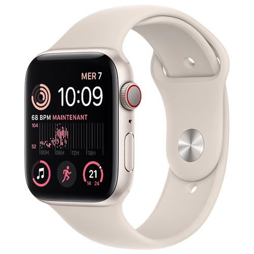 Virgin Plus Apple Watch SE 44mm Starlight Aluminum Case w/ Starlight Sport Band (2022) - Monthly Financing