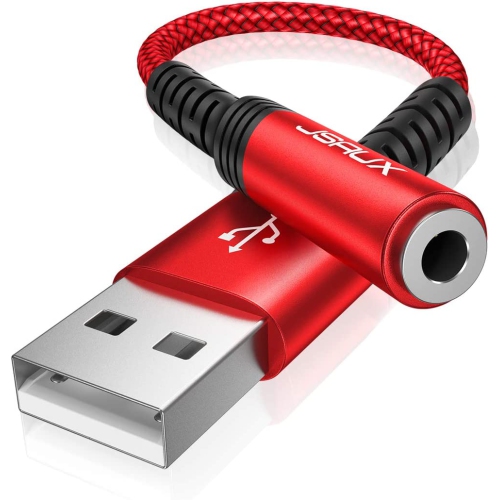 Adaptateur audio USB, adaptateur USB à 3,5 mm, carte son stéréo externe  pour écouteurs, haut-parleur, Mac, PS4, PC, Portables, ordinateurs de  bureau – Rouge