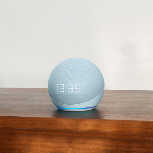 Haut-parleur intelligent Echo Dot d'Amazon avec horloge et Alexa - Bleu nuage