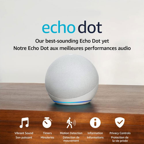 Haut-parleur intelligent Echo Dot d'Amazon avec Alexa - Blanc glacier