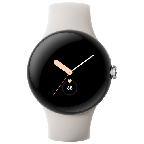 Google Pixel Watch (GPS + LTE) 40mm Polished Silver Stainless Steel Case with Chalk Active Band