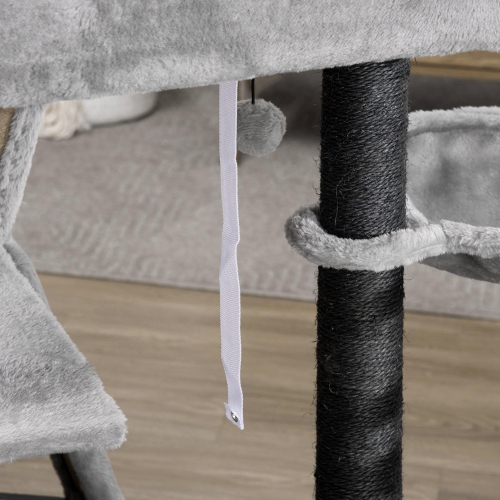 PawHut 47" Cat Tree for Indoor Cats, Kitty Activity Center, Cat Tower with Cat Ear Bed Ramp Condo Hammock Hanging Ball Toys Sisal Rope Scratching