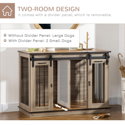 Dog crate furniture 2024 for two dogs