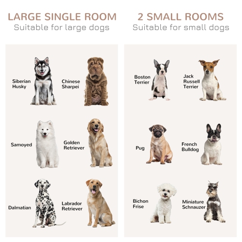 PawHut – Meuble pour cage de chien 47 po avec panneau séparateur, support en bois pour gros chiens, table d'appoint pour 2 petits chiens avec