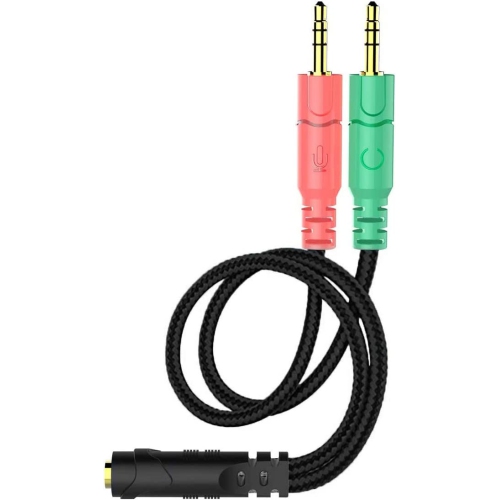 Headset Splitter Cable for PC 3.5mm Jack Headphones Adapter Convertors for PC 3.5mm Female with Headphone/Microphone Transform to 2 Dual 3.5mm Male f