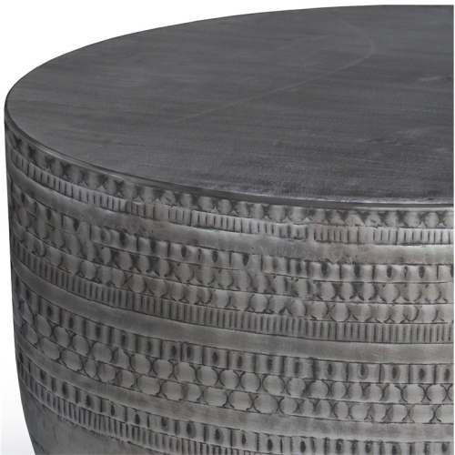 Simpli Home Johnsen Boho 30 " Metal Metal Coffee Table in Antique Silver