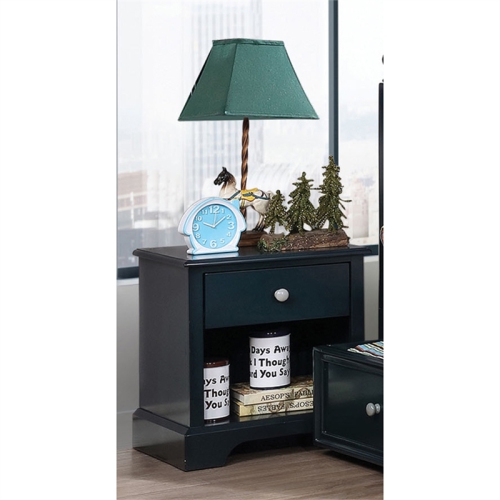 Furniture of America Belantra Solid Wood 1-Drawer Kids Nightstand in Blue