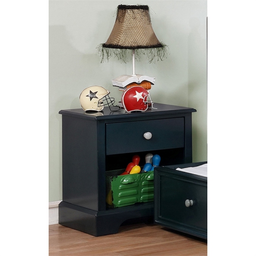 Furniture of America Belantra Solid Wood 1-Drawer Kids Nightstand in Blue