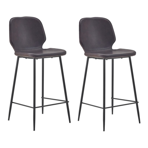 Plata Import Effie Ariella 26" Faux Leather Counter Stools in Brown