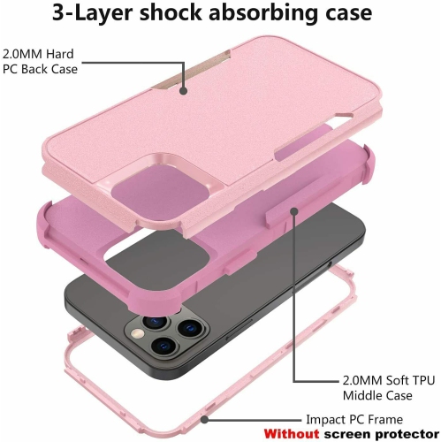 SuperShield Apple iPhone 14 Case 3in1 Case Drop Resistant Defender Tradies Hybrid Armor Heavy Duty Rugged Shockproof Tough Cover - Pink