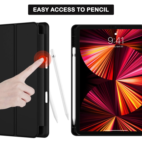 XCRS Smart Folio Cover with Built-In Pencil Holder, PU Leather Flip, Multi-Angle Viewing Stand, Case for Apple iPad 11 inch, iPad Pro (2021)/ iPad