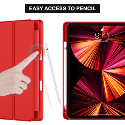 XCRS Smart Cover pour Apple iPad Air, Air 4 (2020)/ iPad Pro 11 (2021/2020/2018) avec porte-crayon intégré, cuir PU, affichage multi-angle,