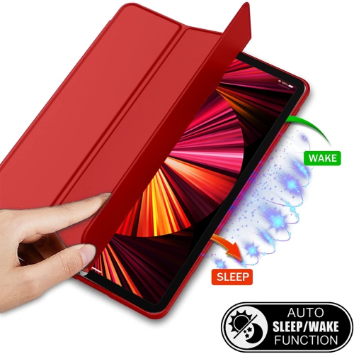 XCRS Smart Cover pour Apple iPad Air, Air 4 (2020)/ iPad Pro 11 (2021/2020/2018) avec porte-crayon intégré, cuir PU, affichage multi-angle,