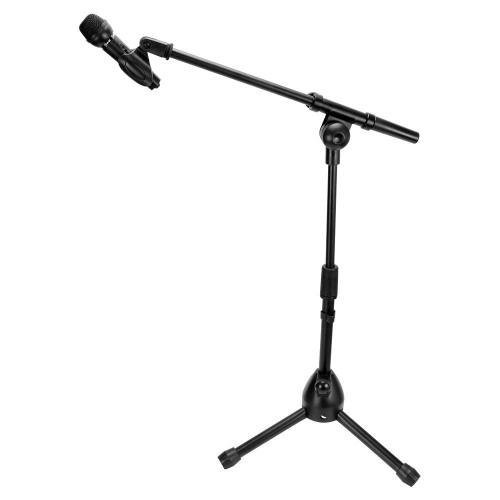 Short Microphone Portable Mic Tripod Stand with Fixed-Length Boom - Height Adjustable PrimeCables