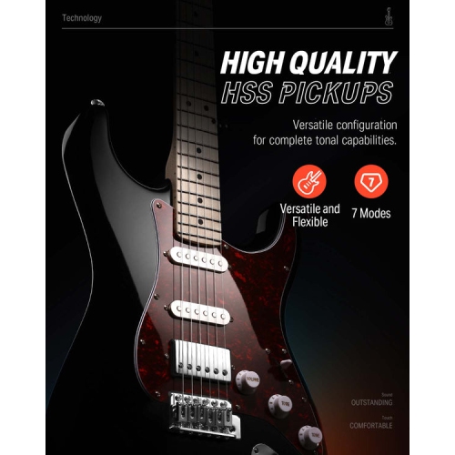 Donner DST-152 Full-Size ST Electric Guitar Kit with Amplifier 39-inch Coil Split HSS Pickup Beginner Set