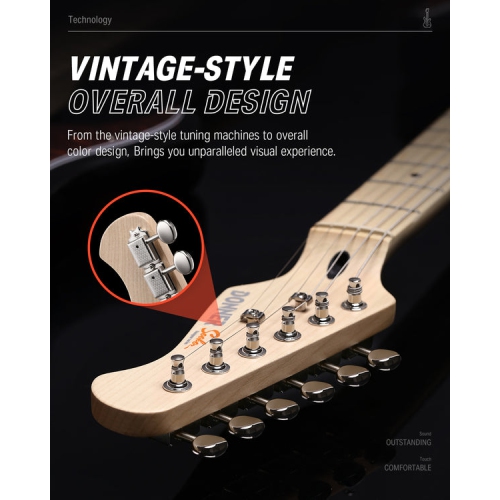 Donner DST-152 Full-Size ST Electric Guitar Kit with Amplifier 39-inch Coil Split HSS Pickup Beginner Set