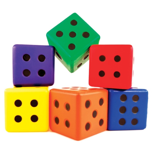 PRISP  Coloured Soft Foam Dice - Set Of 6 Educational Cubes