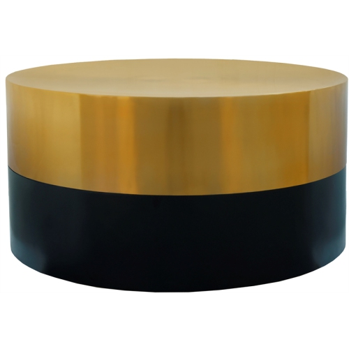 MERIDIAN FURNITURE  Sun Brushed Gold Top Coffee Table With Matte Black Base