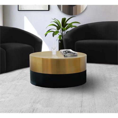 Meridian Furniture Sun Brushed Gold Top Coffee Table with Matte Black Base