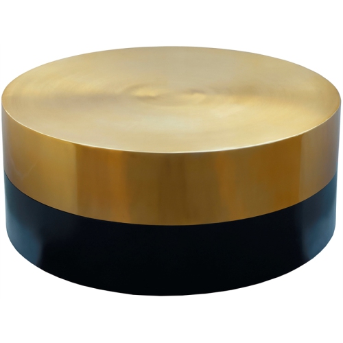 Meridian Furniture Sun Brushed Gold Top Coffee Table with Matte Black Base