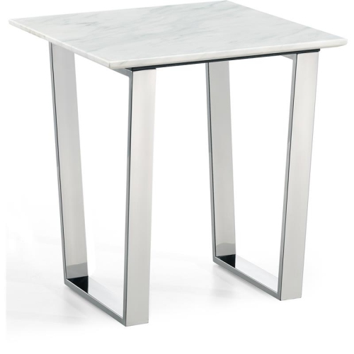 Meridian Furniture Carlton Contemporary Stone End Table in Chrome