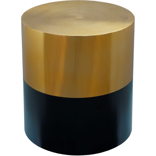 Meridian Furniture Sun Brushed Gold Top End Table with Matte Black Base