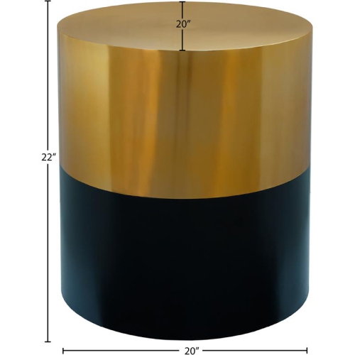 Meridian Furniture Sun Brushed Gold Top End Table with Matte Black Base