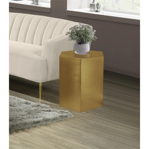 Meridian Furniture Hexagon Brushed Gold Metal End Table