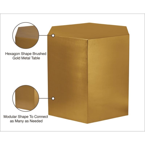 Meridian Furniture Hexagon Brushed Gold Metal End Table