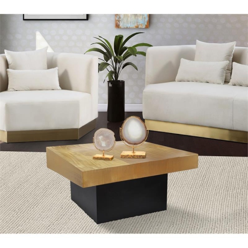 Meridian Furniture Palladium Textured Metal Coffee Table in Gold