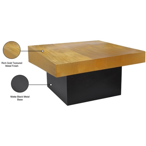 Meridian Furniture Palladium Textured Metal Coffee Table in Gold