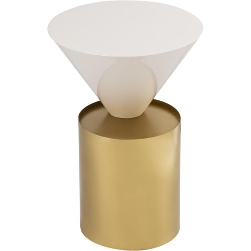Meridian Furniture Damon White Metal Top End Table with Brushed Brass Metal Base