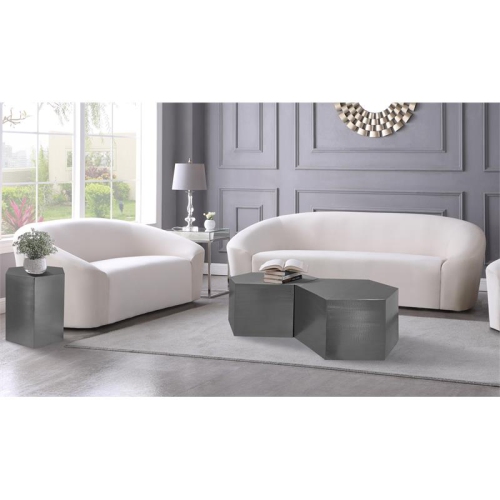 Meridian Furniture Hexagon Brushed Chrome 2 Piece Modular Coffee Table