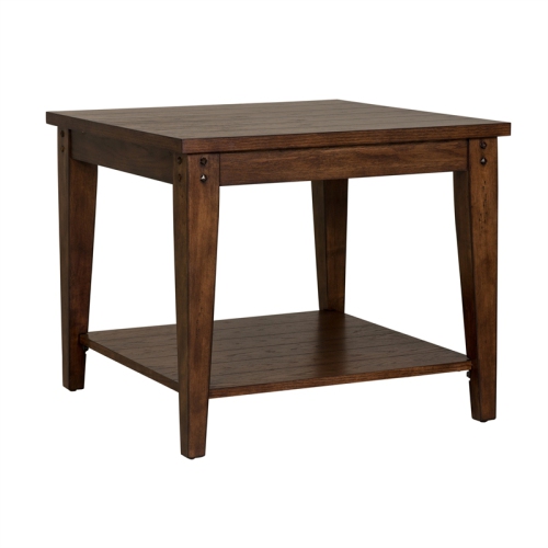 Lake House Dark Brown Square Lamp Table