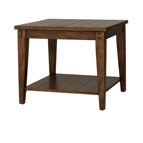 Lake House Dark Brown Square Lamp Table