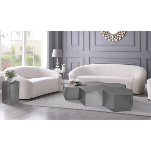 Meridian Furniture Hexagon Brushed Chrome 5 Piece Modular Coffee Table