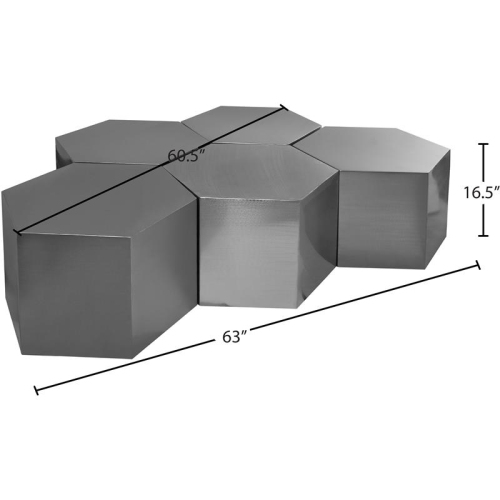 Meridian Furniture Hexagon Brushed Chrome 5 Piece Modular Coffee Table