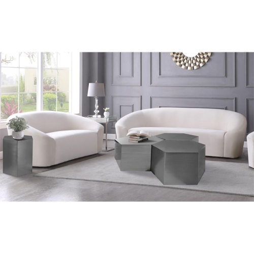 Meridian Furniture Hexagon Brushed Chrome 3 Piece Modular Coffee Table