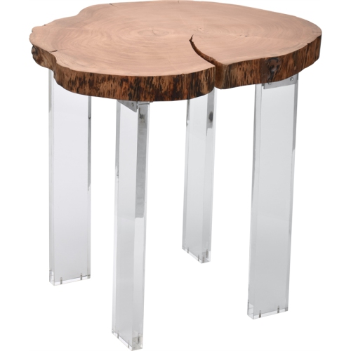 MERIDIAN FURNITURE  Woodland Live Edge Acacia Wood Top End Table