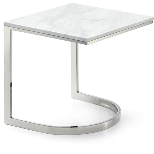 MERIDIAN FURNITURE  Copley Contemporary Stone End Table In Chrome