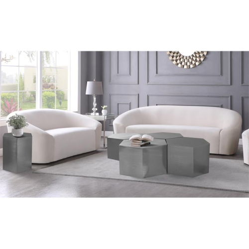 Meridian Furniture Hexagon Brushed Chrome 4 Piece Modular Coffee Table