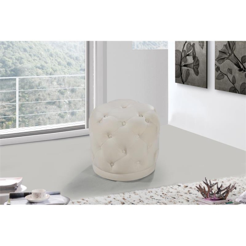 Meridian Furniture Harper Contemporary Velvet Ottoman/Stool in Cream