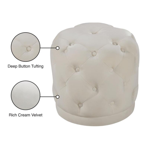 Meridian Furniture Harper Contemporary Velvet Ottoman/Stool in Cream
