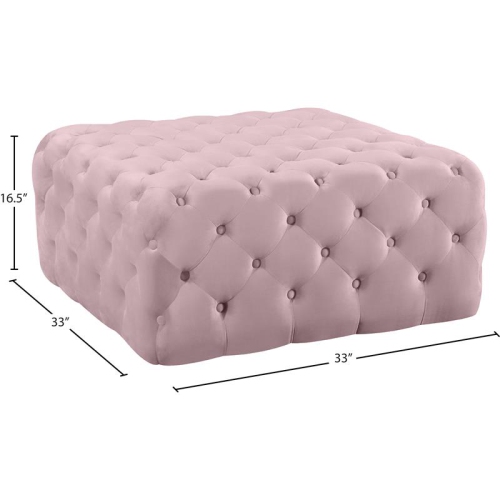 Meridian Furniture Ariel Button Tufted Pink Velvet Ottoman and Bench